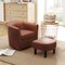 Modern Swivel Chair with Curved Backrest Ottoman and Removable Machine-Washable Cushion